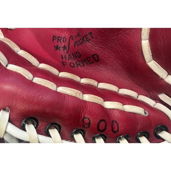 VTG B-Line B Line Baseball Glove Red White Blue Leather Custom Built 900 Taiwan - Picture 3 of 12